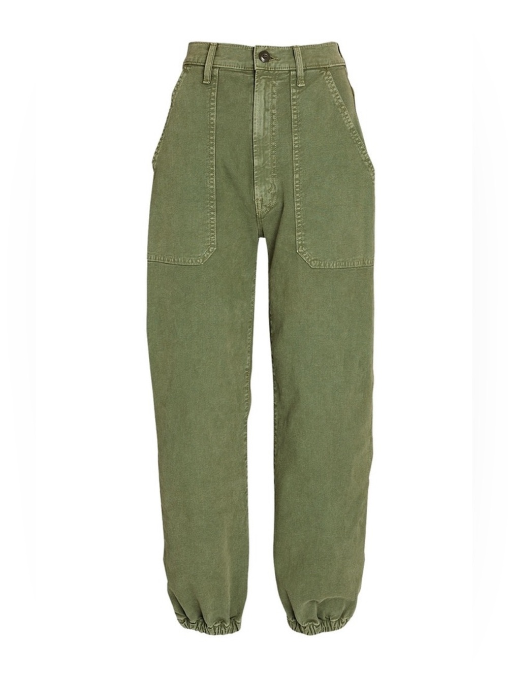MOTHER Denim The Wrapper Patch Springy Ankle Pants in Chalk Avocado Green 25